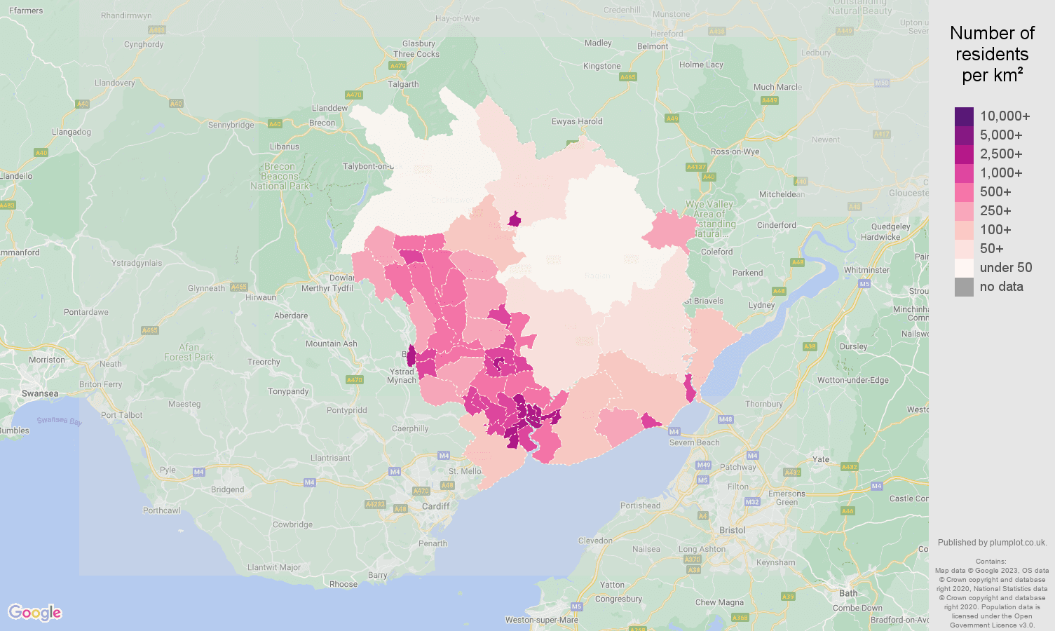 Newport population stats in maps and graphs.