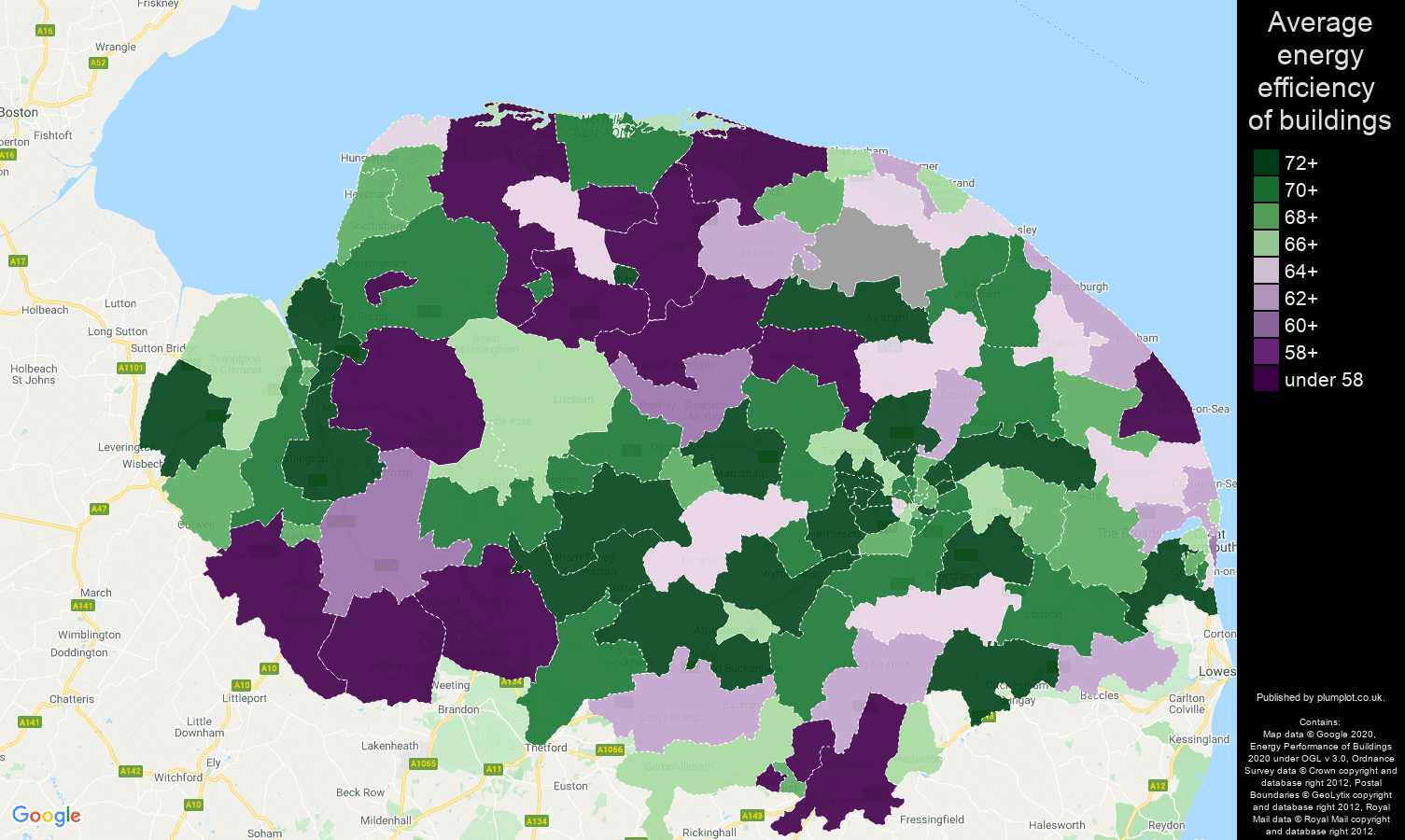 Norfolk map of energy efficiency of flats