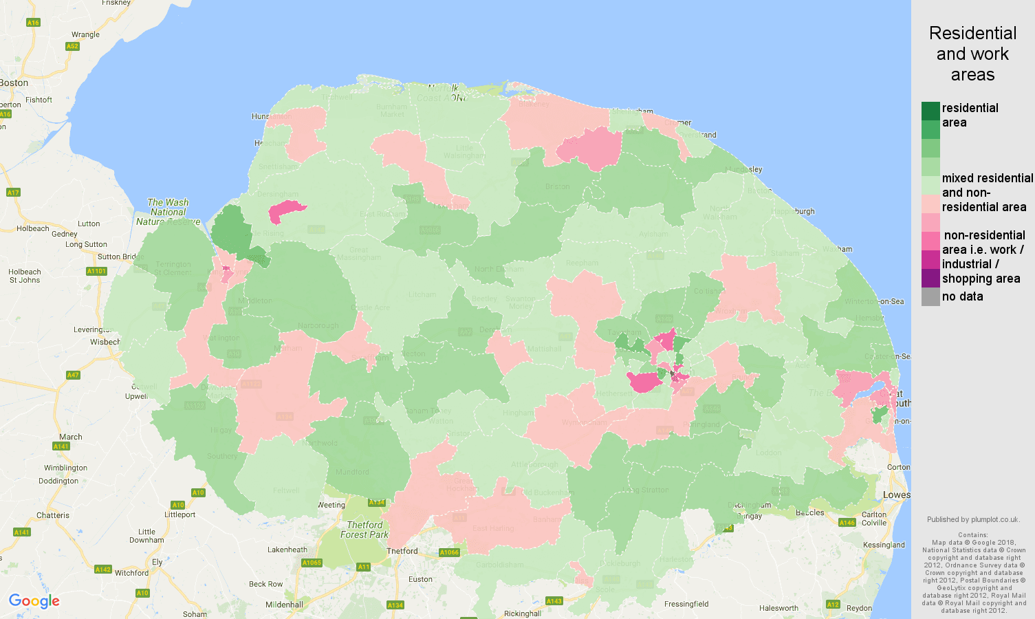 Norfolk residential areas map