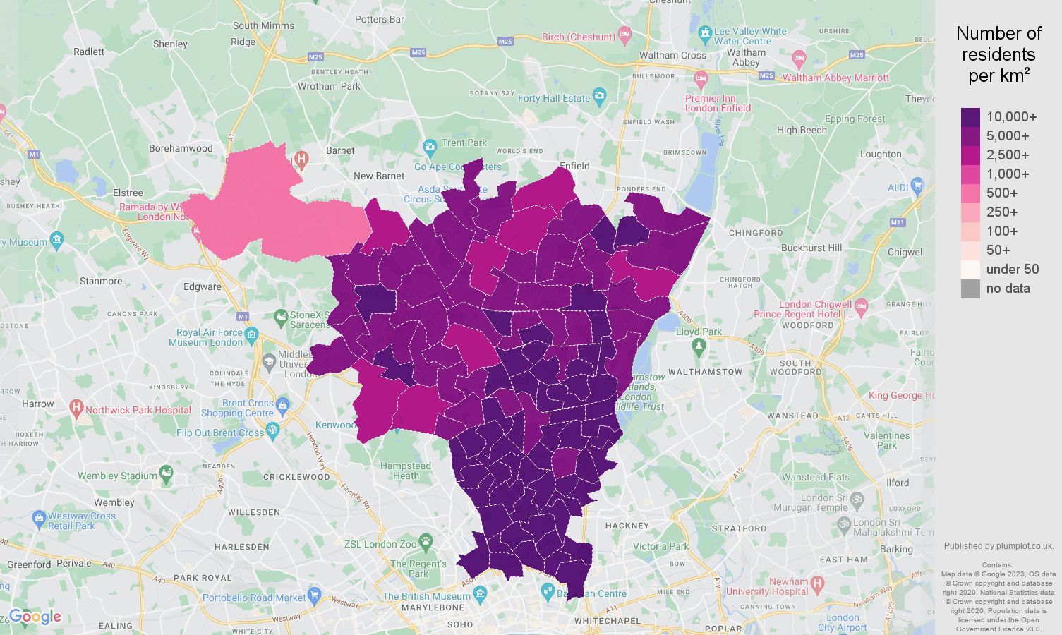 North London population density map