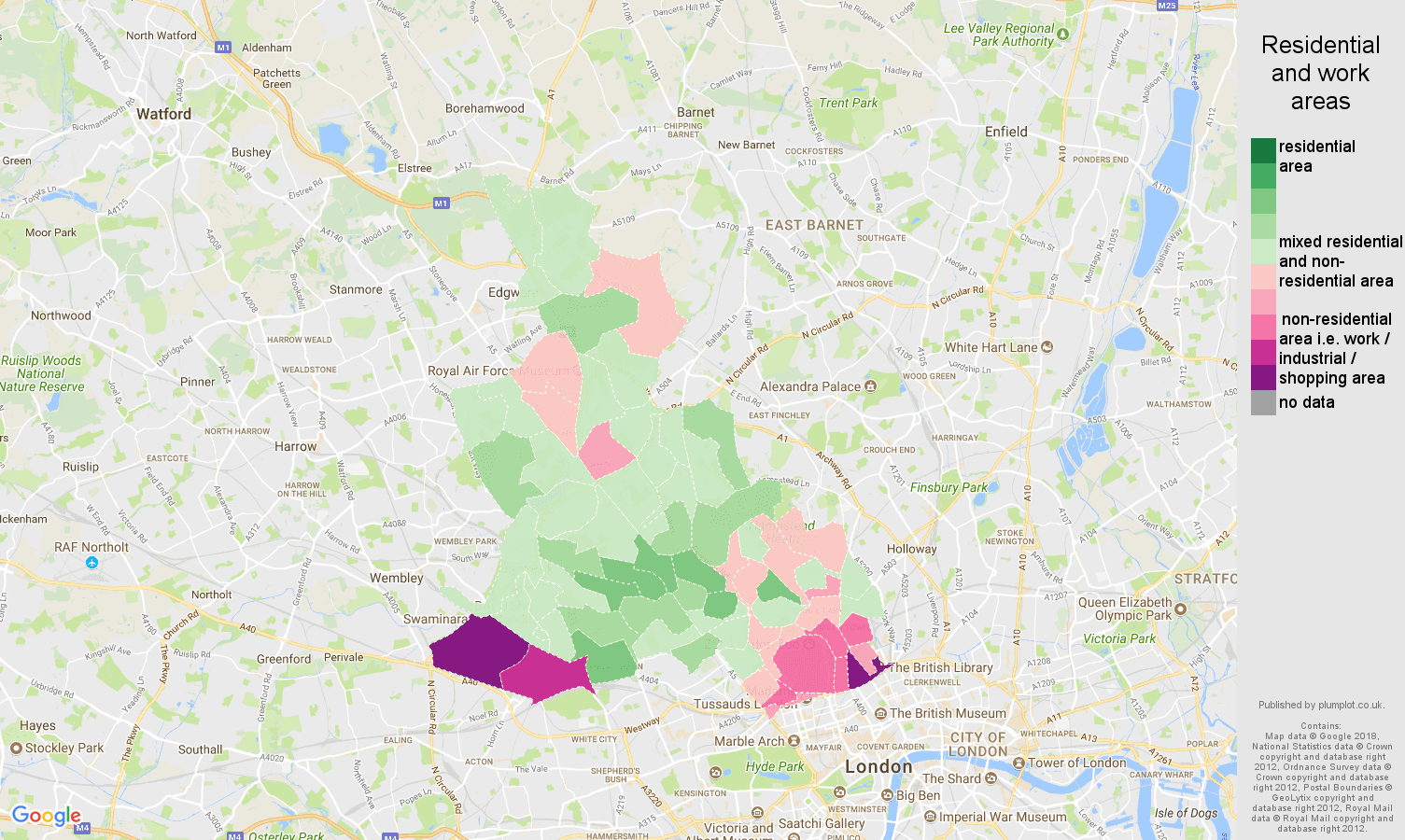 North West London residential areas map