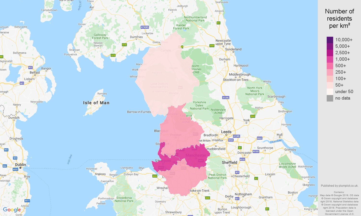 North West population density map