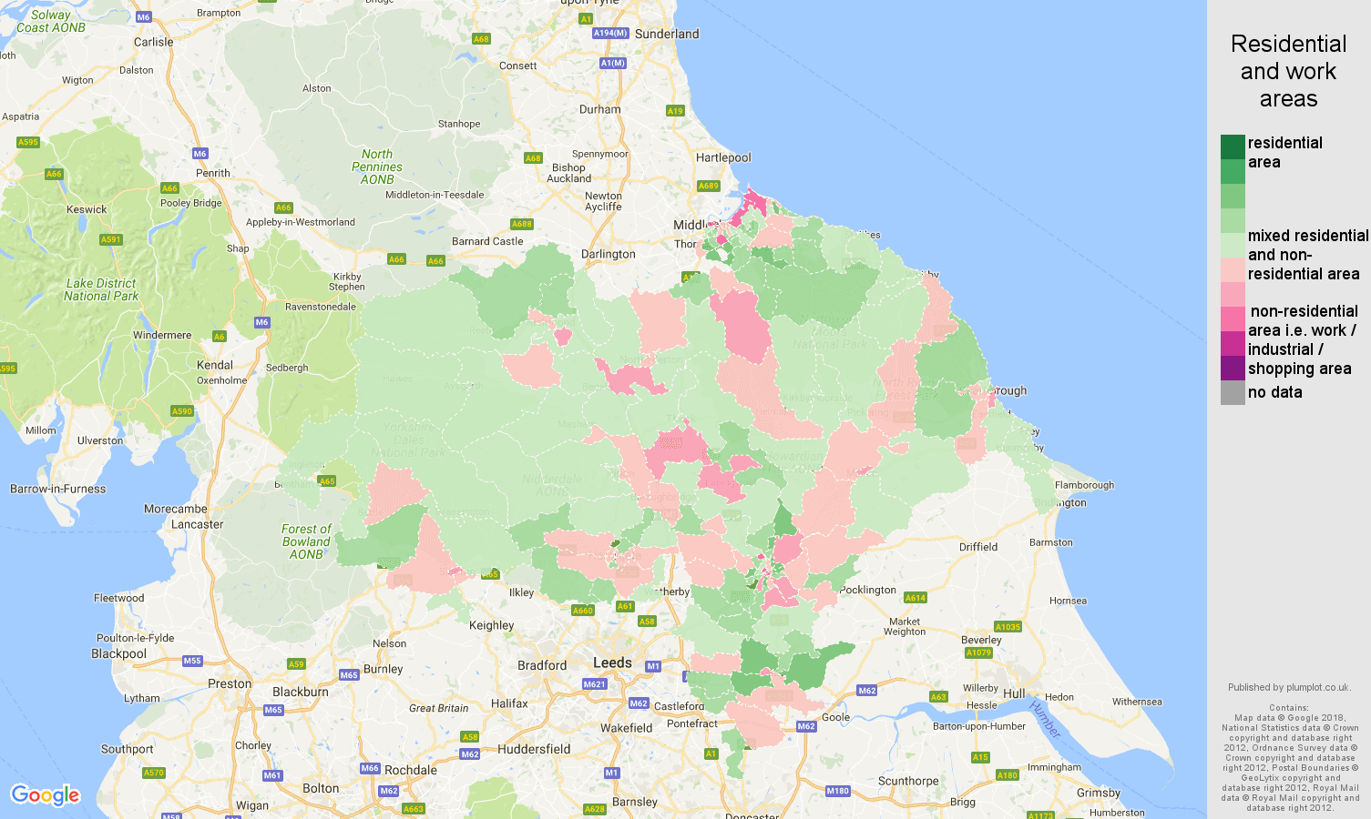 North Yorkshire residential areas map