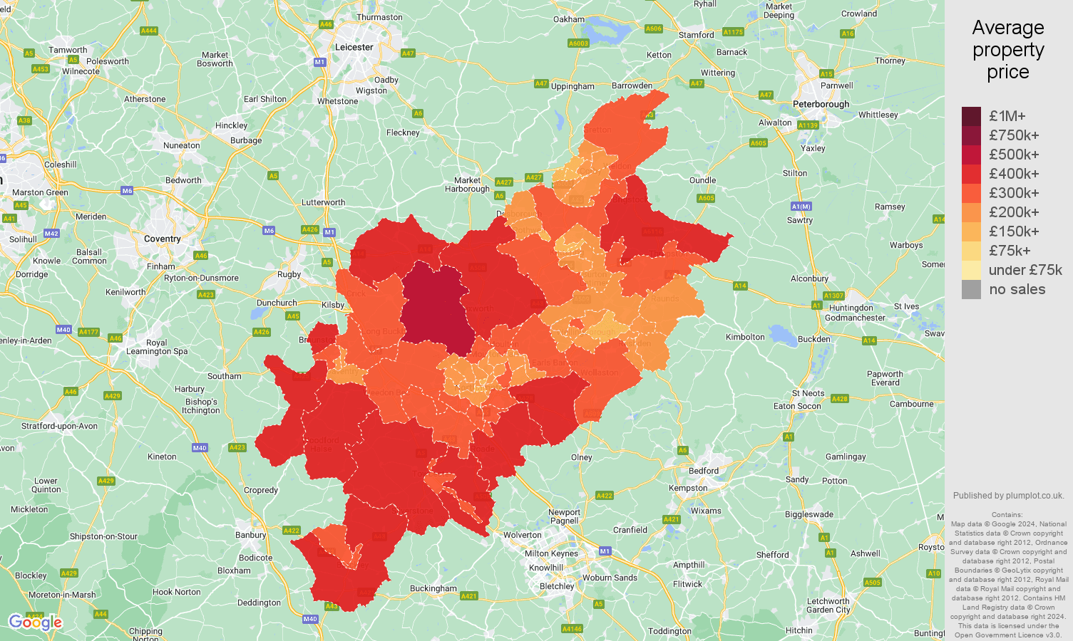 Northampton house prices map