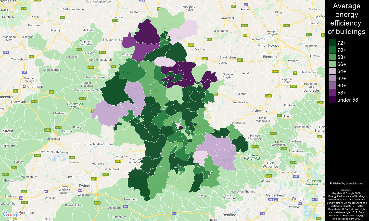 Oxford map of energy efficiency of flats