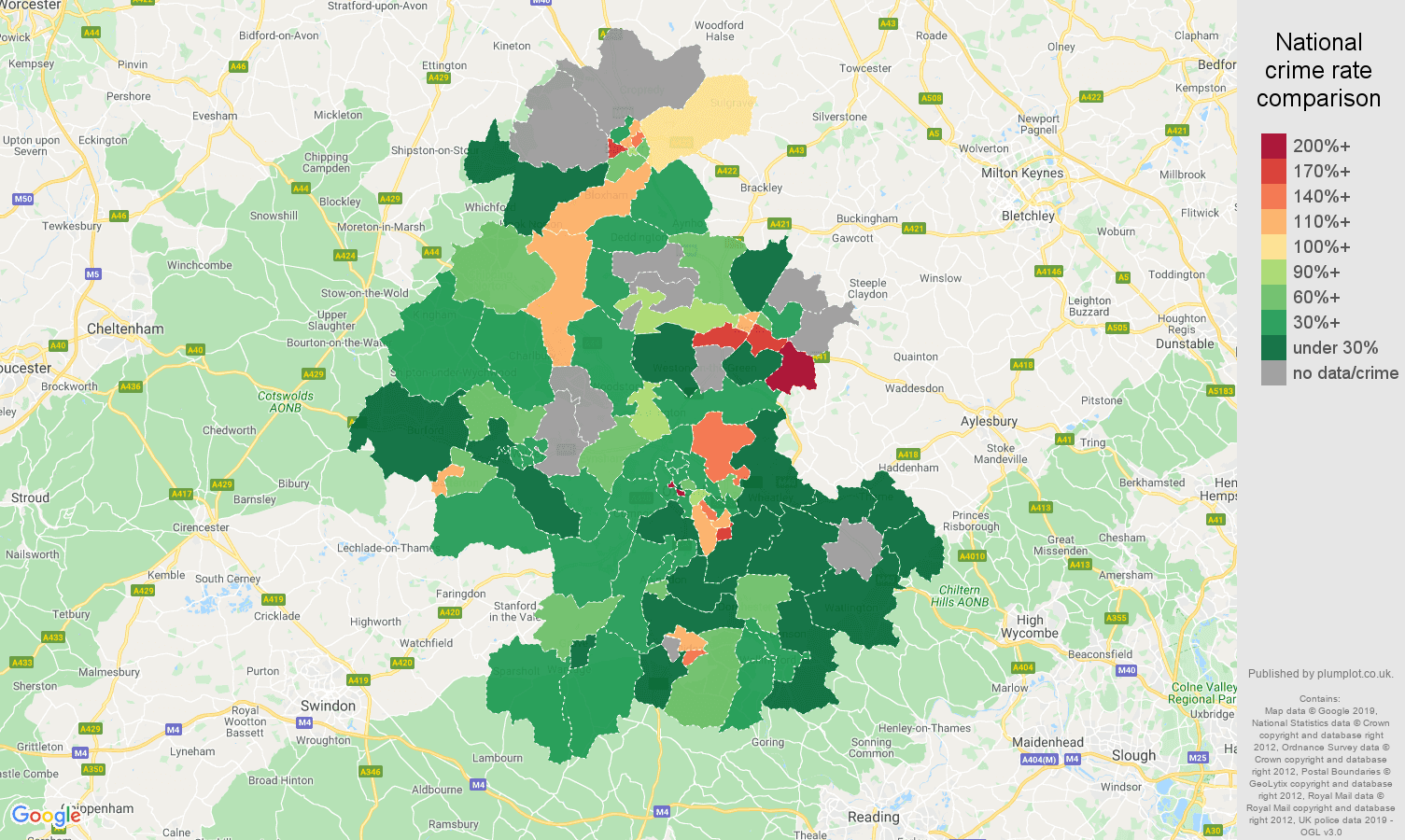 Oxford other crime rate comparison map