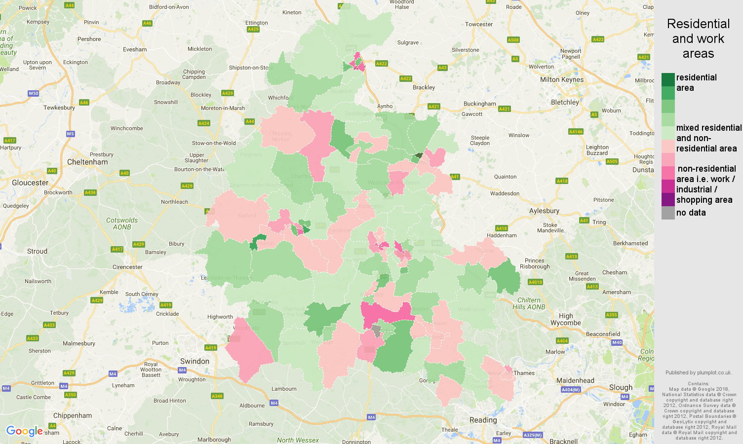 Oxfordshire residential areas map