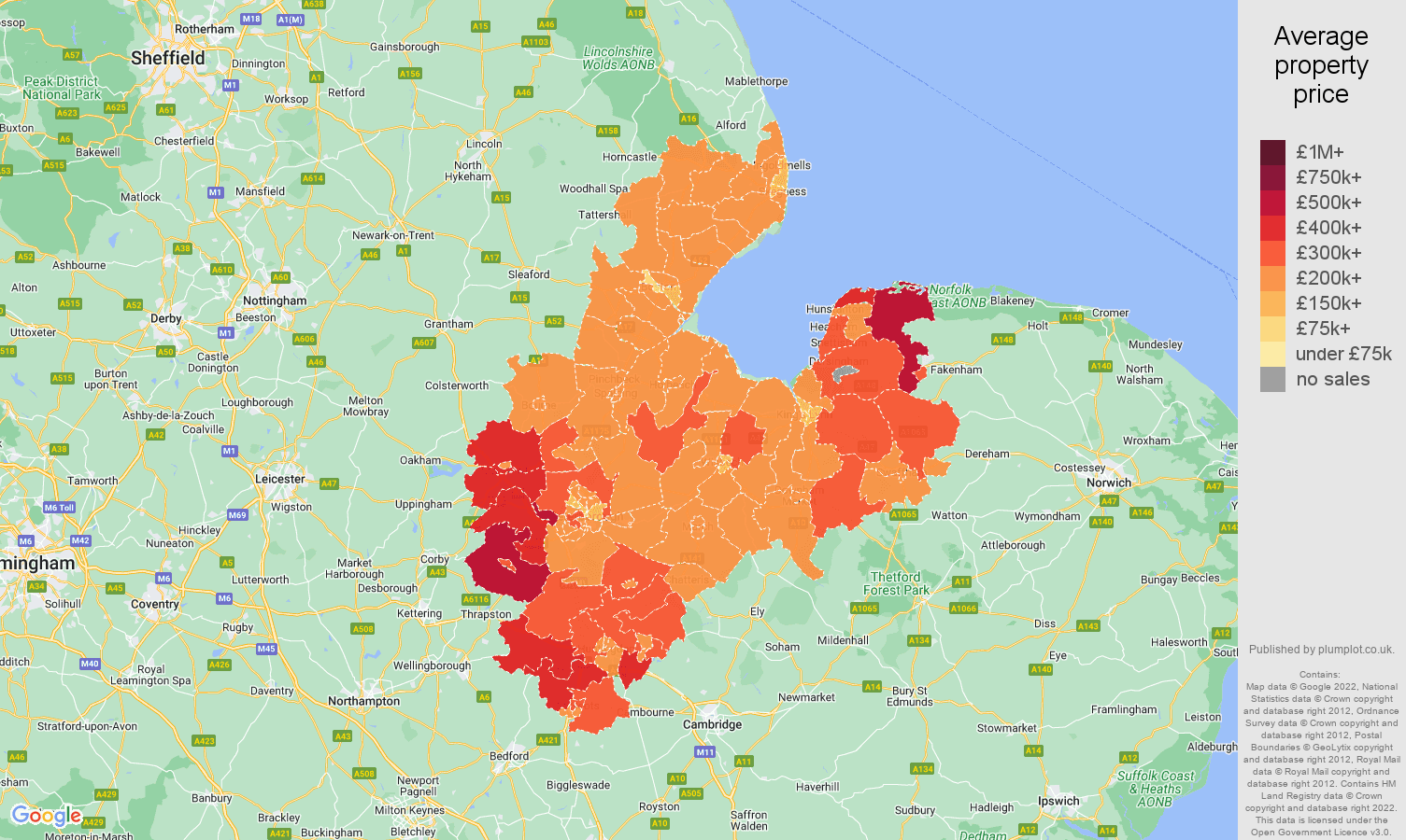 Peterborough house prices map