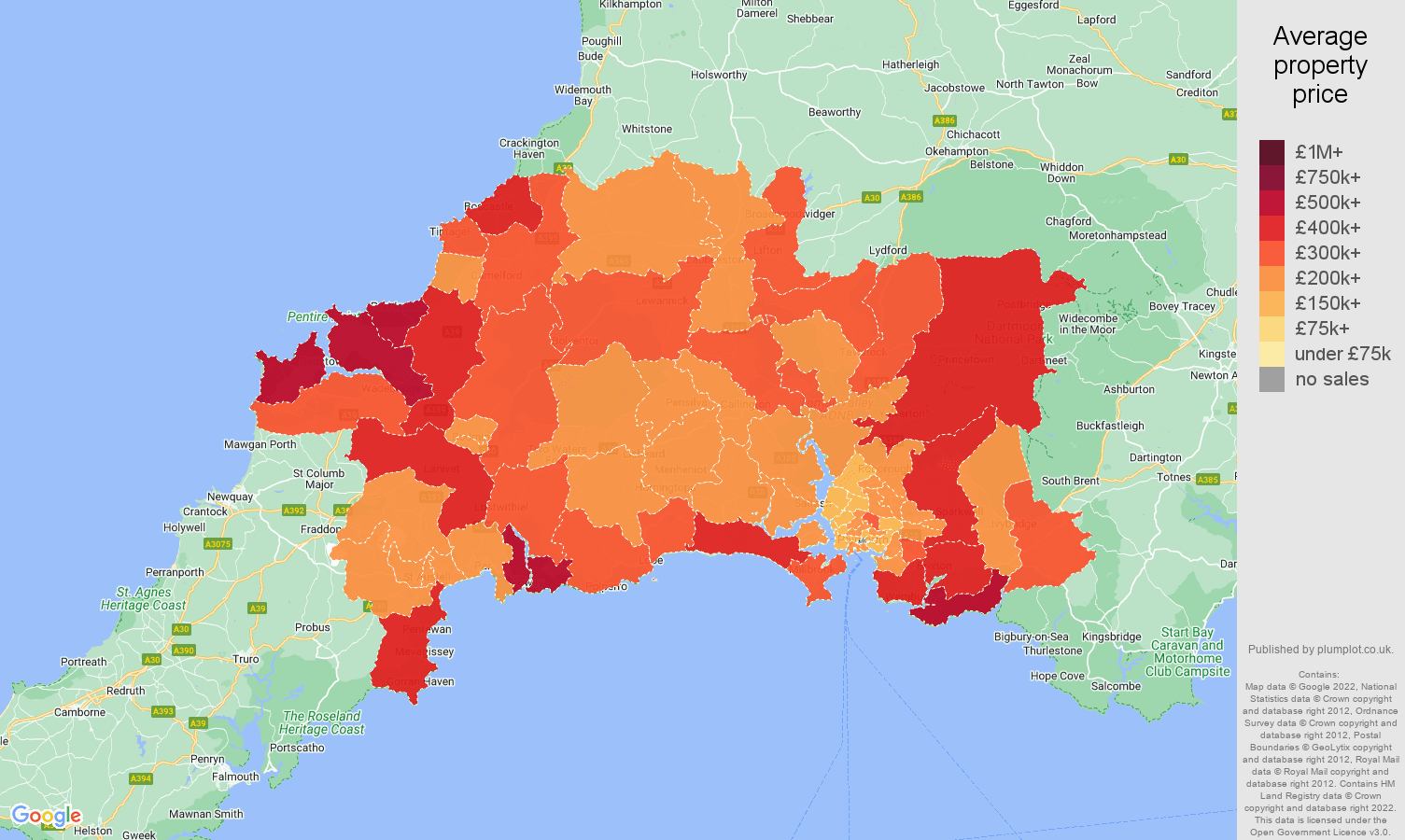 Plymouth house prices map
