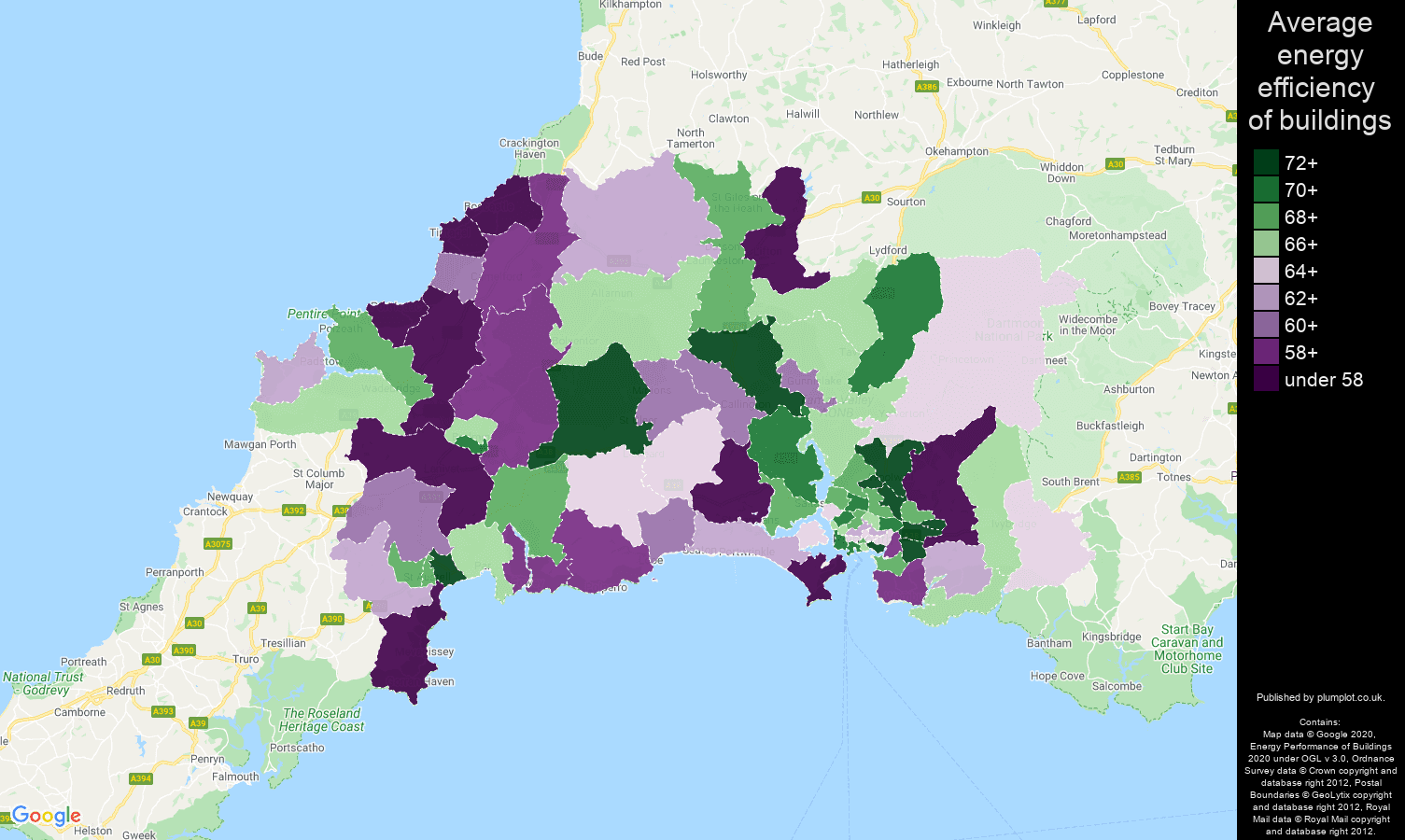 Plymouth map of energy efficiency of flats