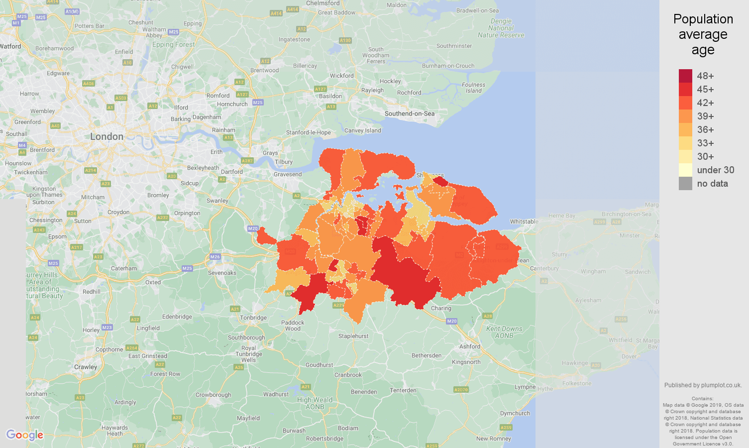 Rochester population average age map