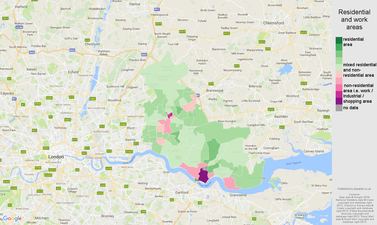 Romford residential areas map