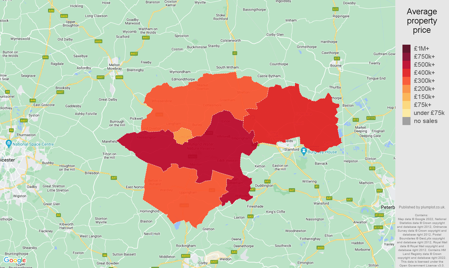 Rutland house prices map