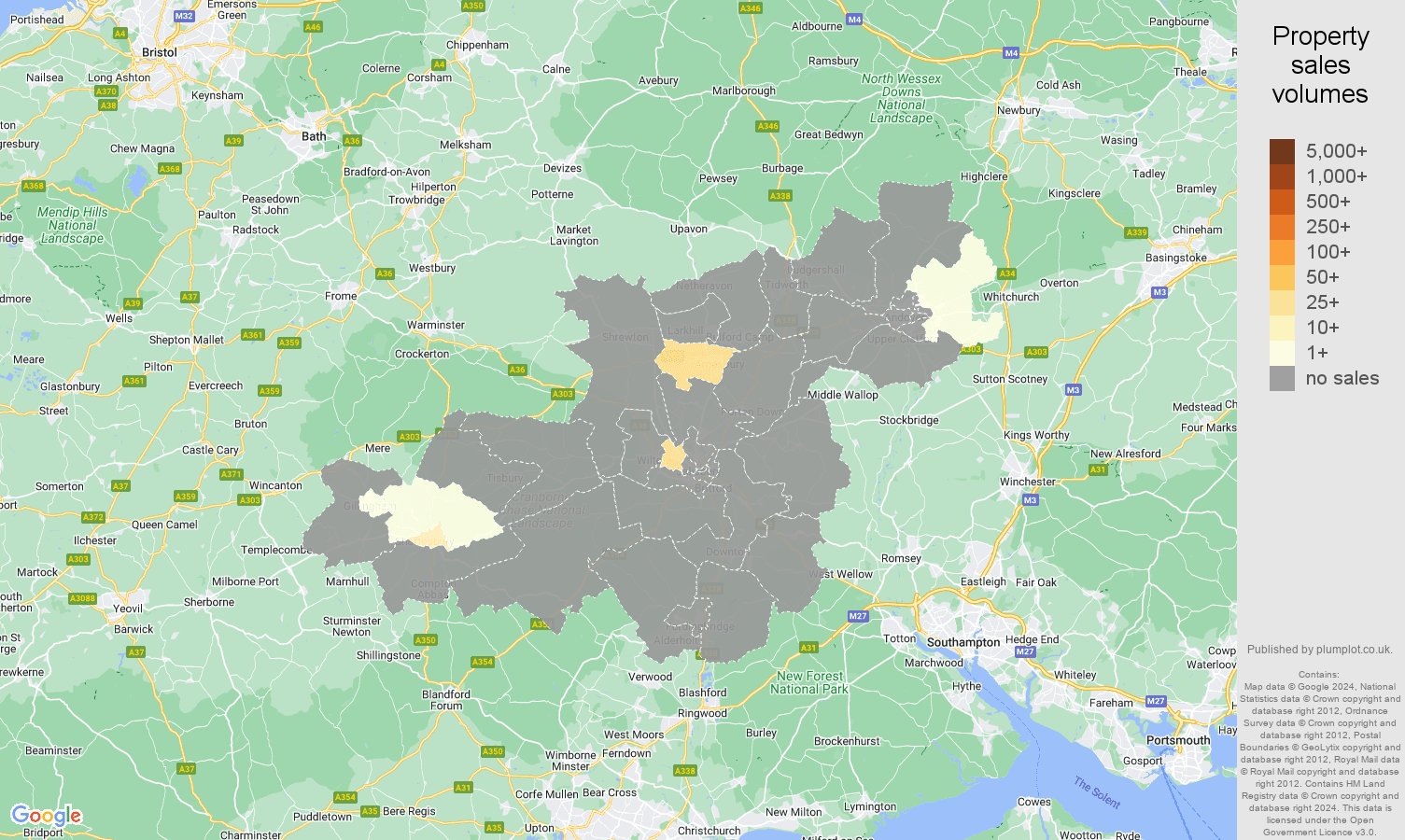 Salisbury map of sales of new properties