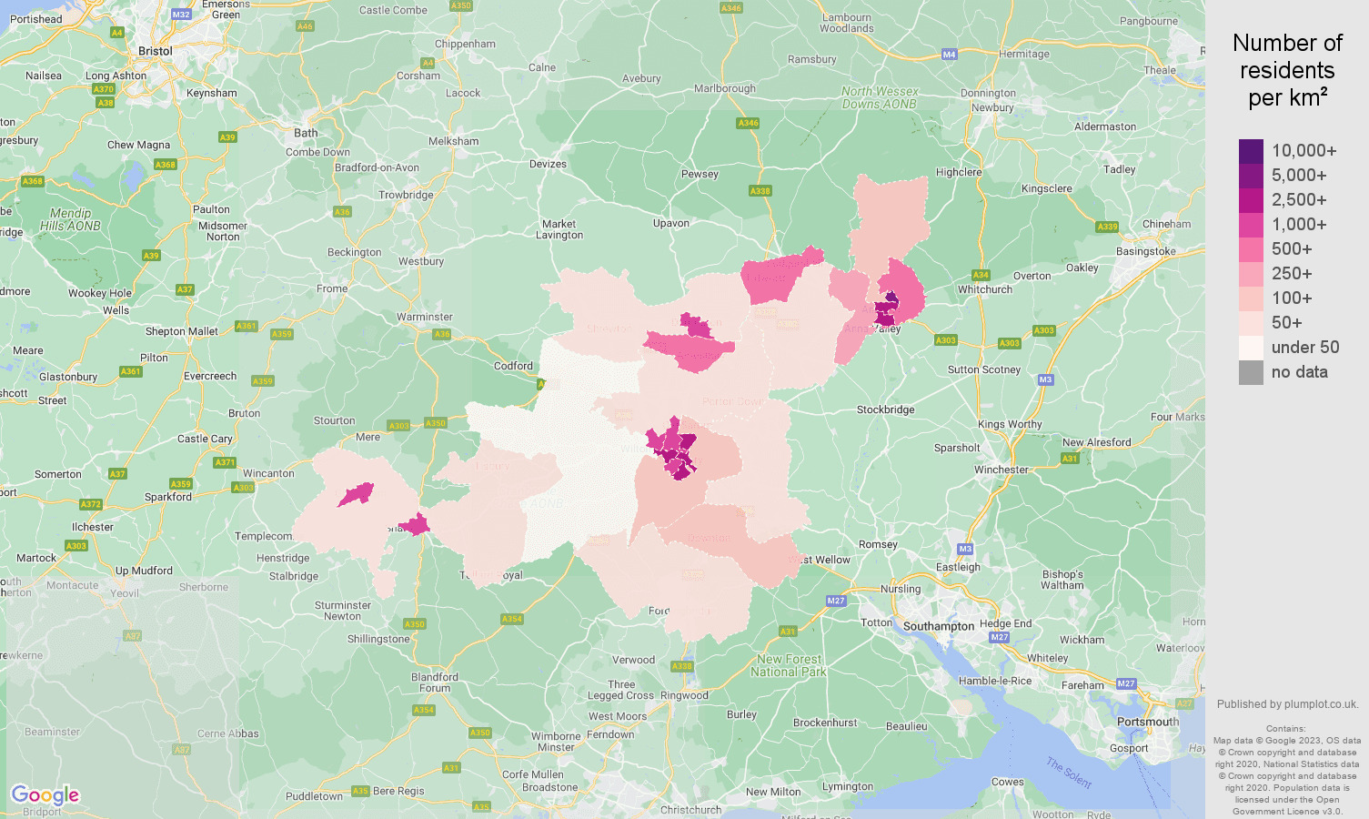 Salisbury population density map