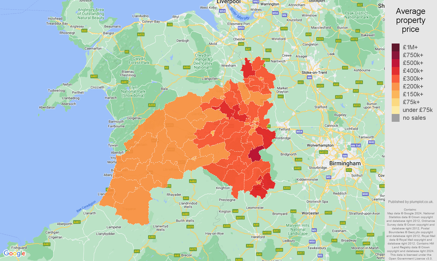 Shrewsbury house prices map