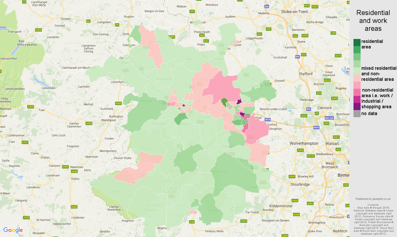 Shropshire residential areas map