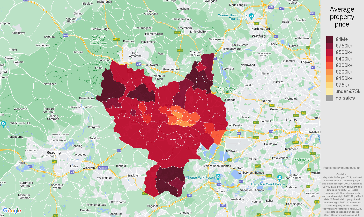 Slough house prices map
