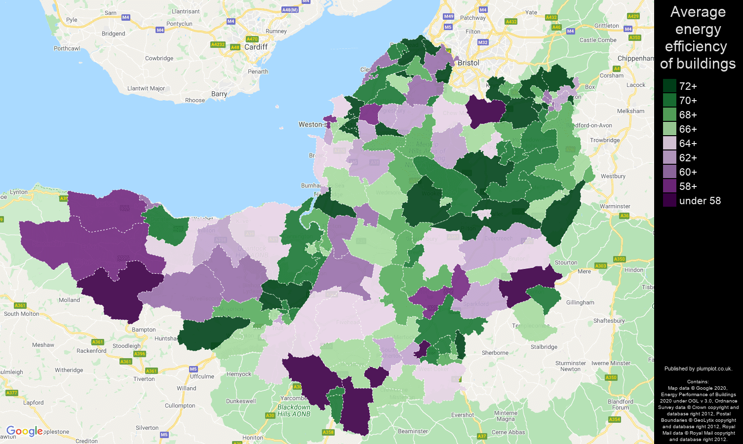 Somerset map of energy efficiency of flats