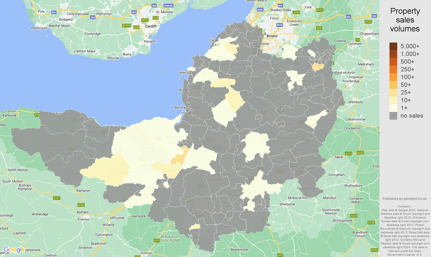 Somerset map of sales of new properties