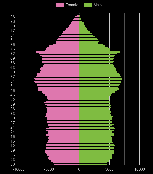 Somerset population pyramid by year