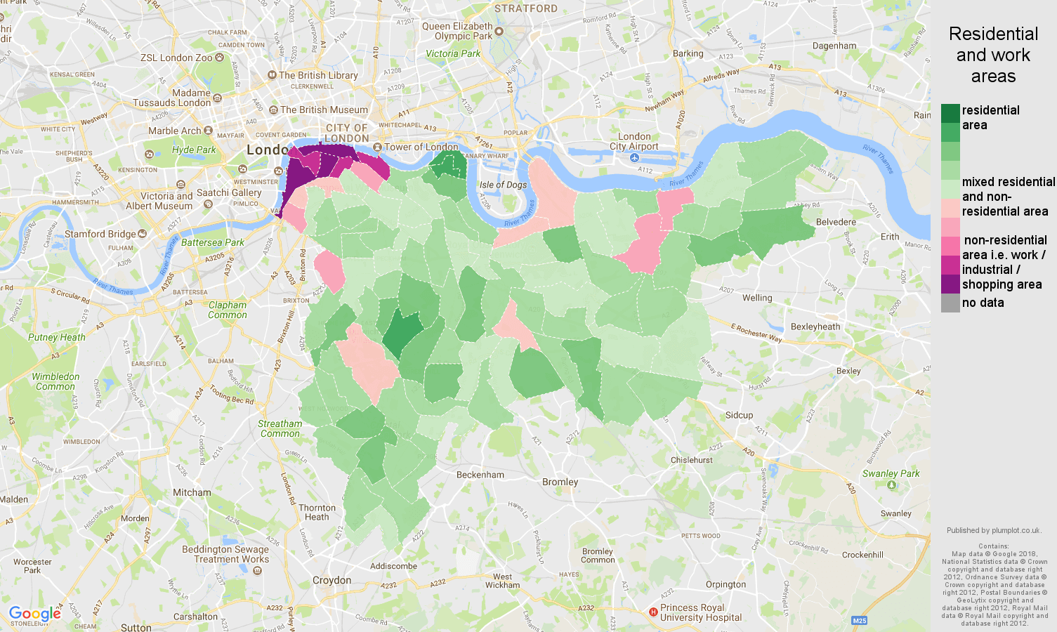 South East London residential areas map