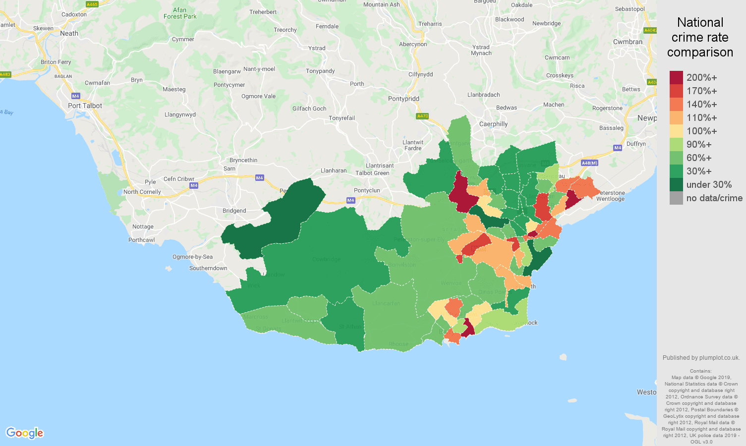 South Glamorgan other crime rate comparison map