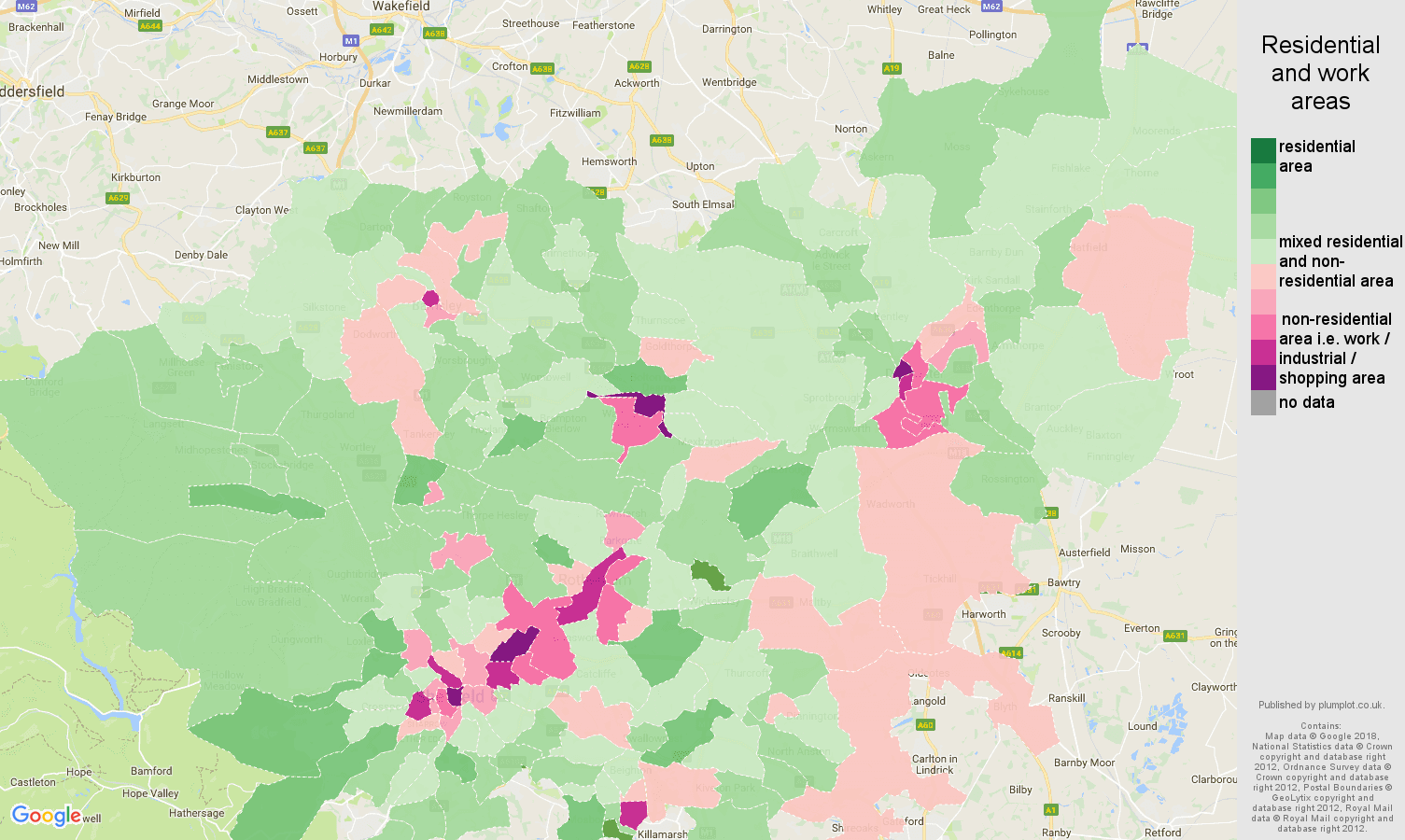 South Yorkshire residential areas map