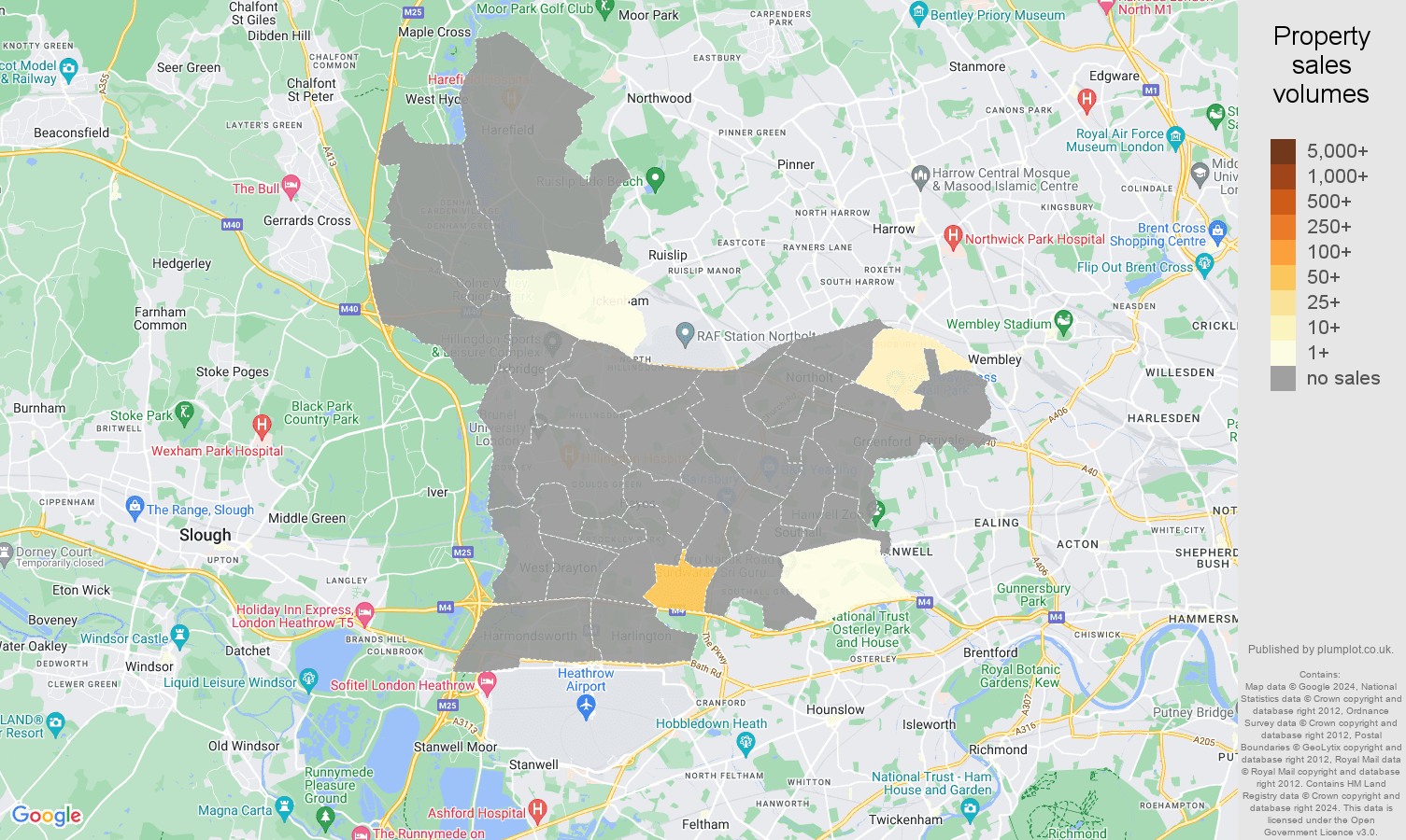 Southall map of sales of new properties