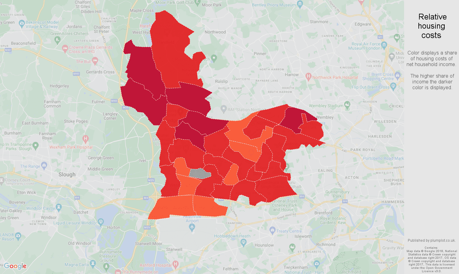 Southall relative housing costs map