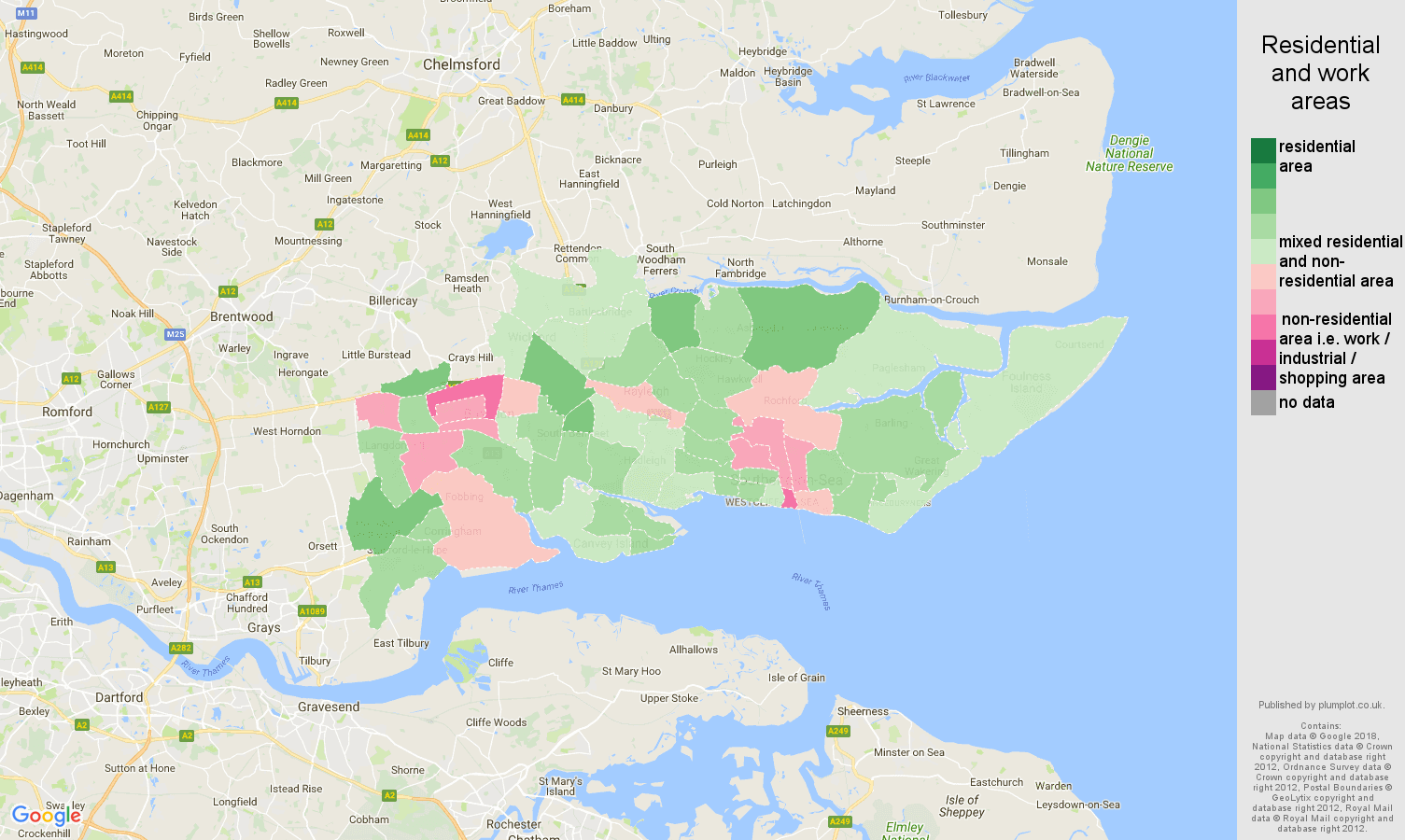 Southend on Sea residential areas map