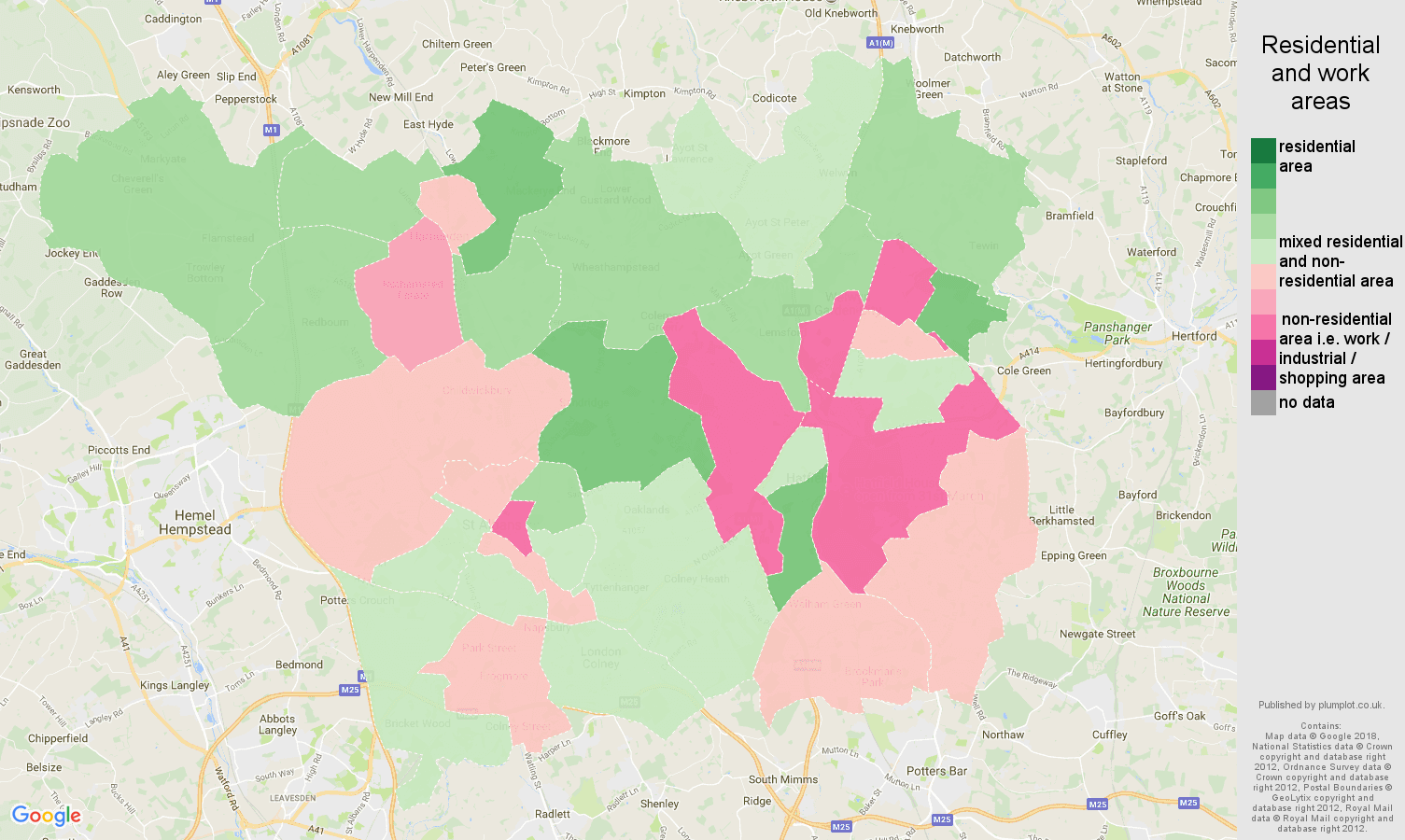 St Albans residential areas map