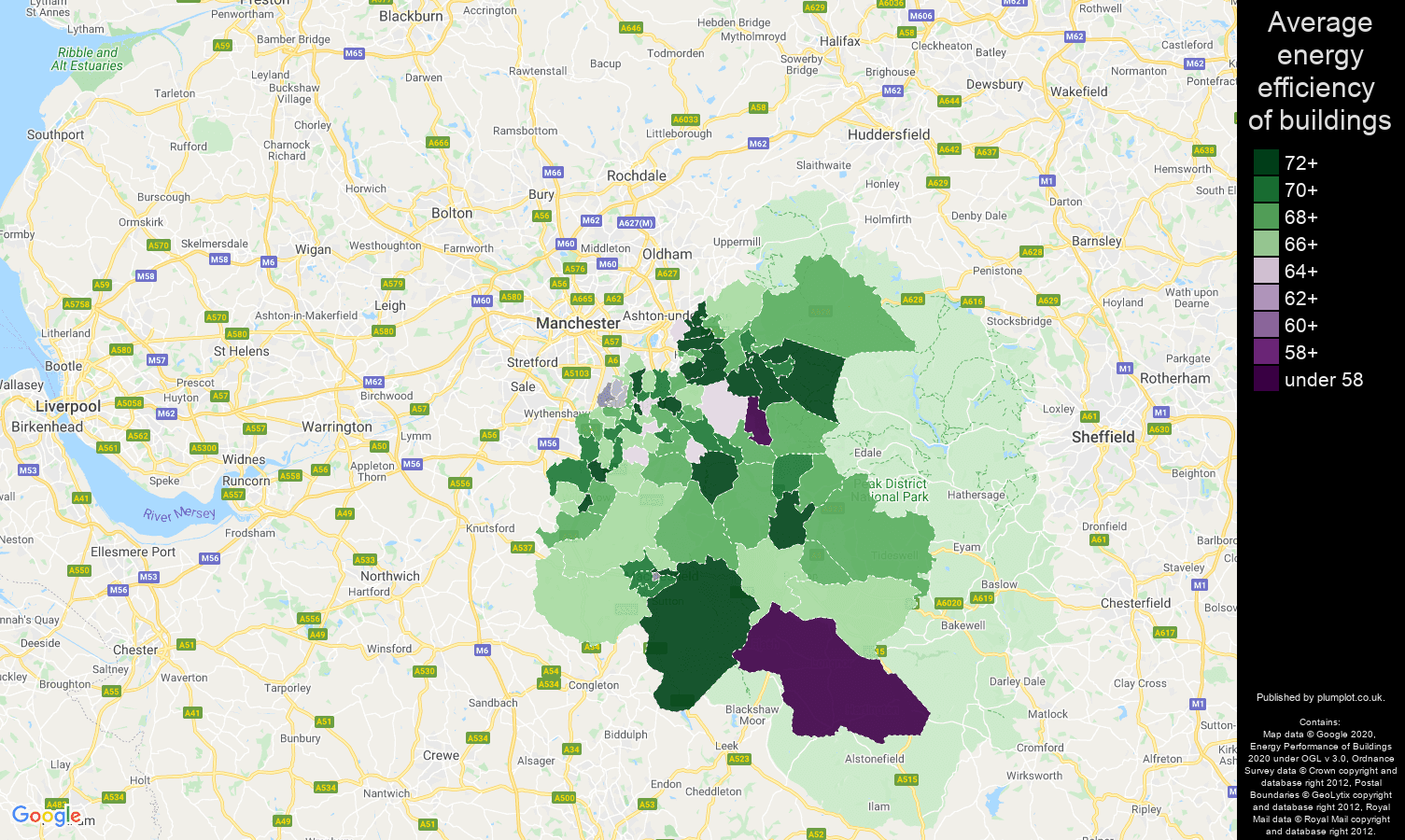 Stockport map of energy efficiency of flats