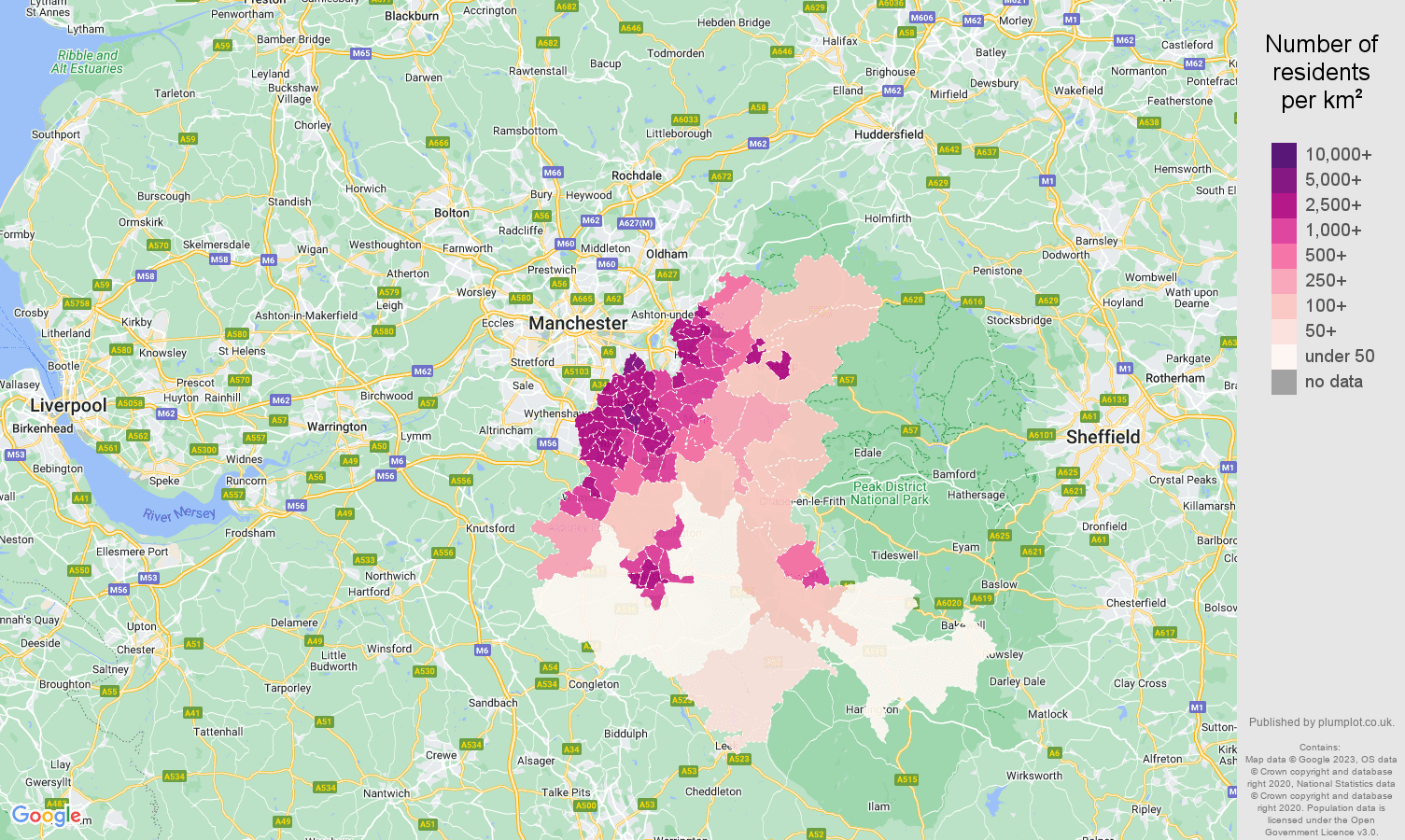 Stockport population density map