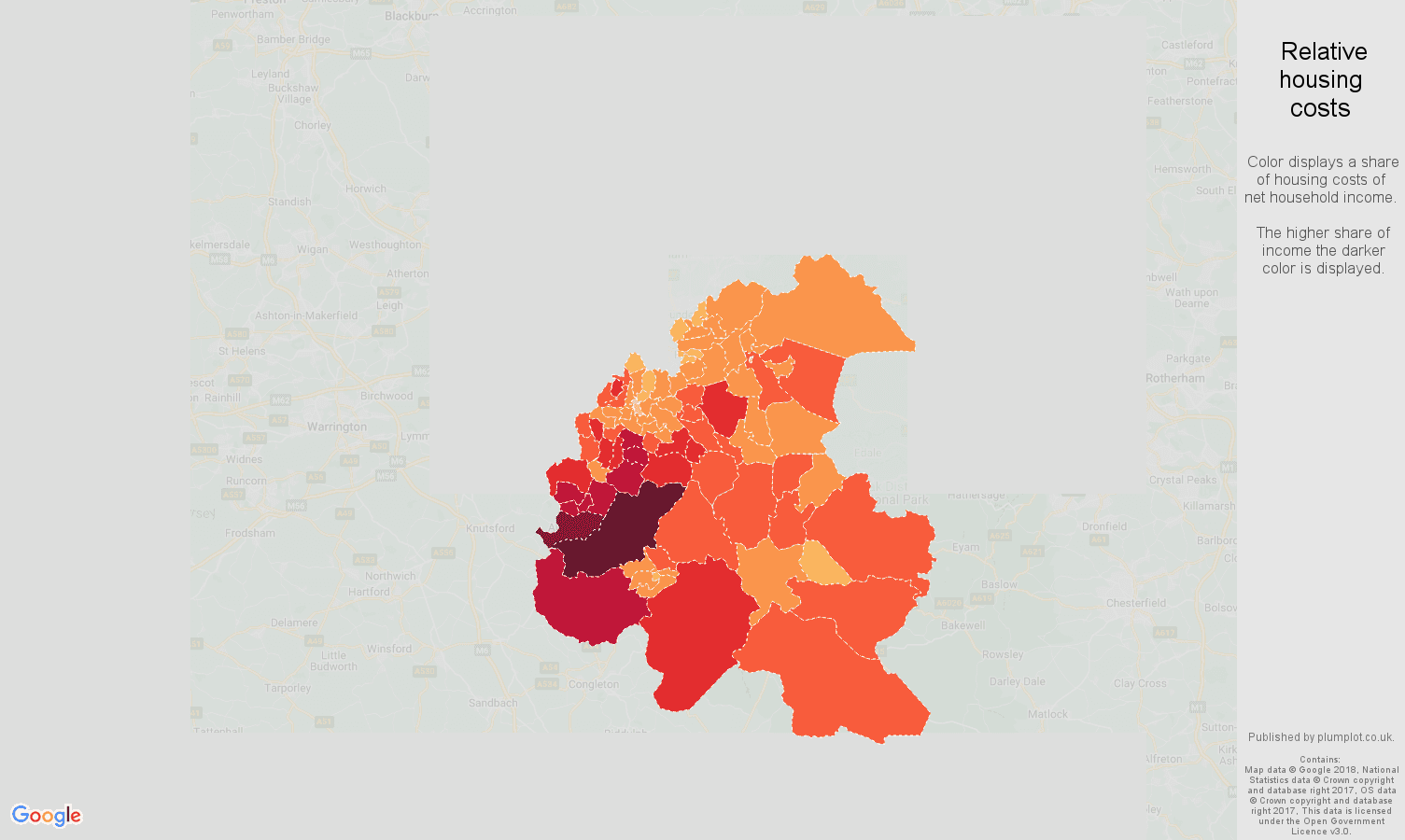 Stockport relative housing costs map
