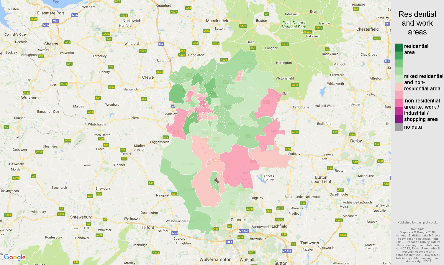 Stoke on Trent residential areas map