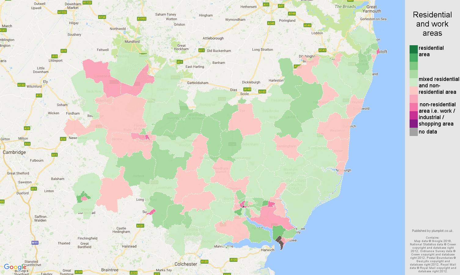 Suffolk residential areas map