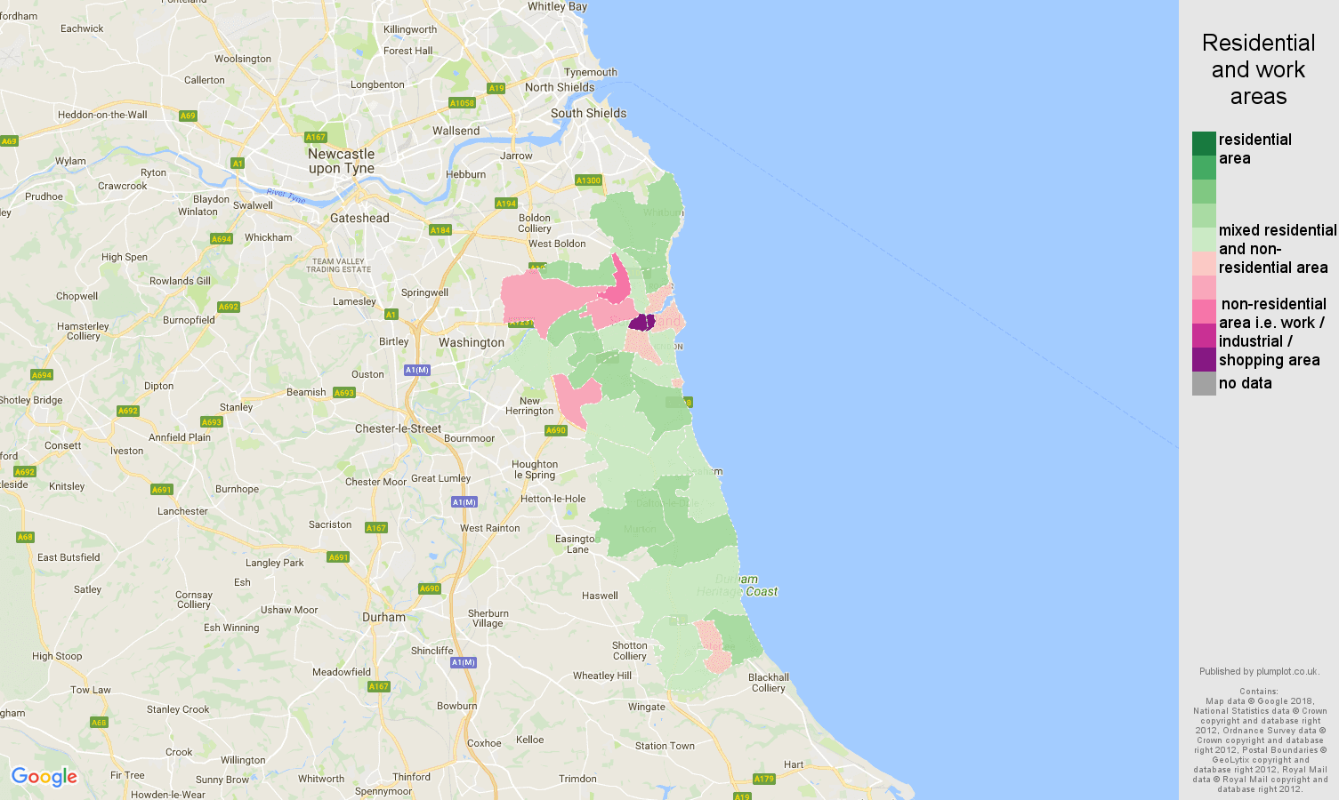 Sunderland residential areas map