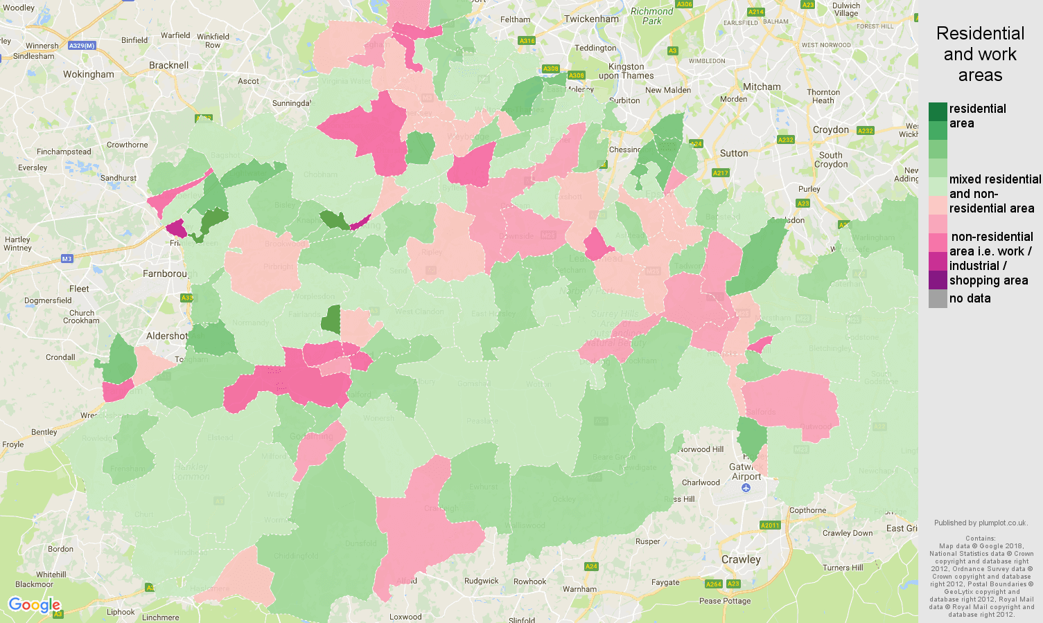 Surrey residential areas map