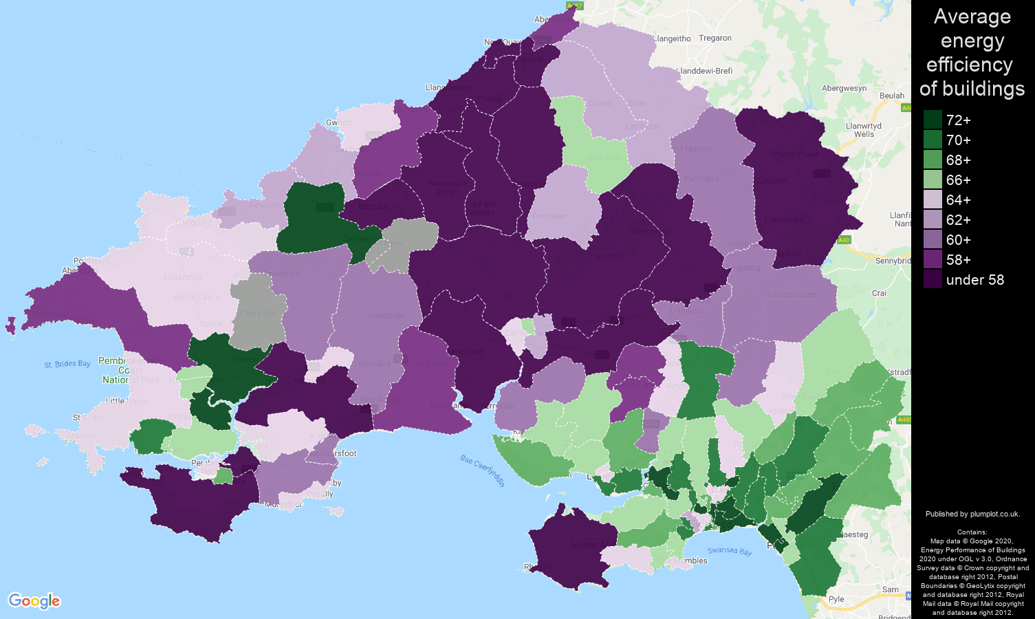 Swansea map of energy efficiency of flats