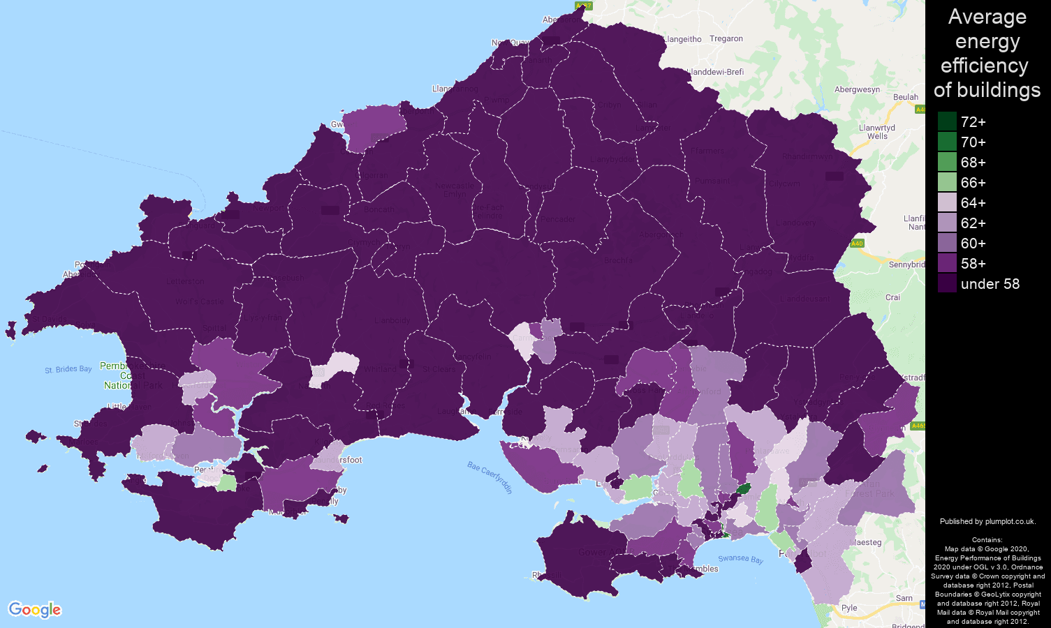 Swansea map of energy efficiency of houses