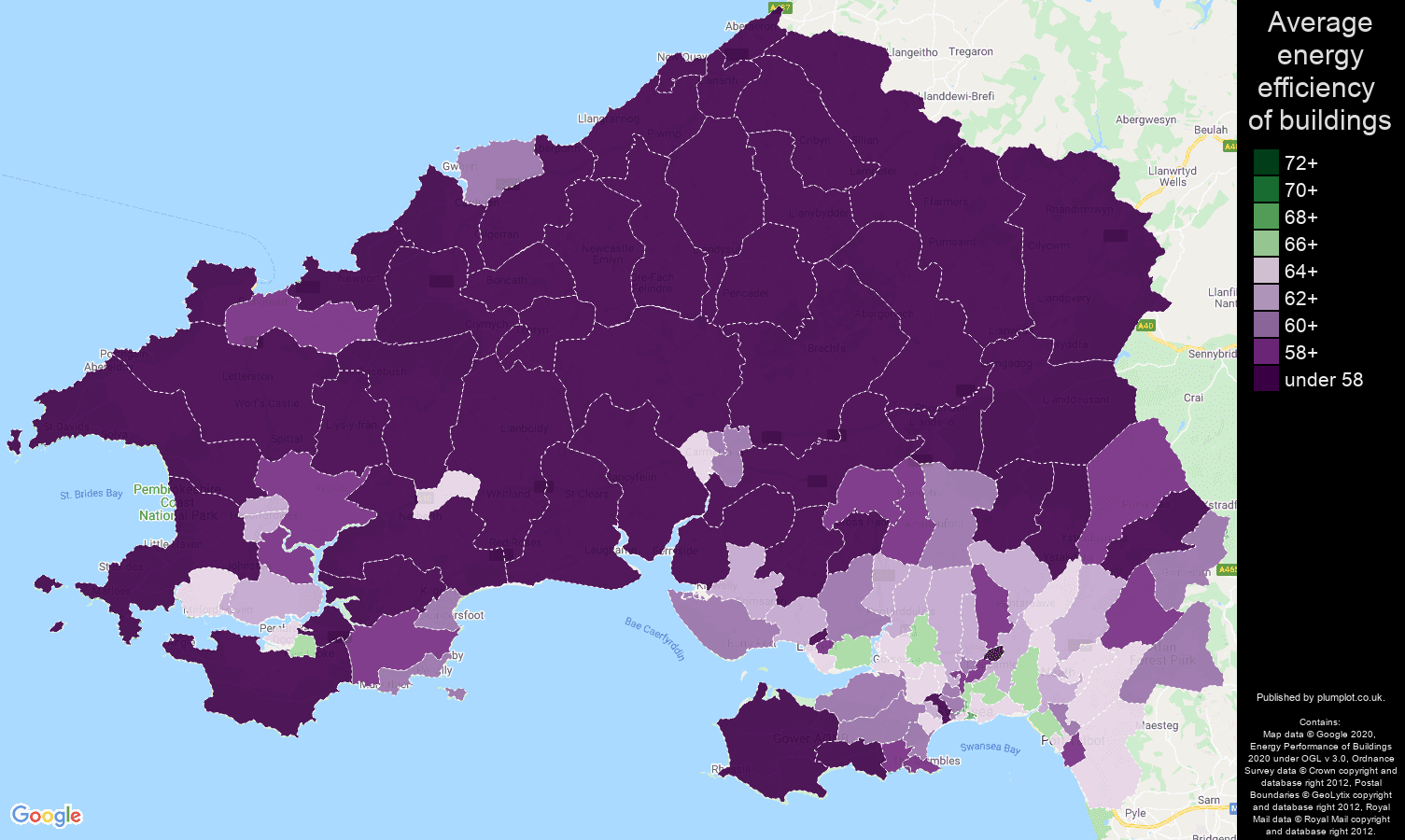 Swansea map of energy efficiency of properties