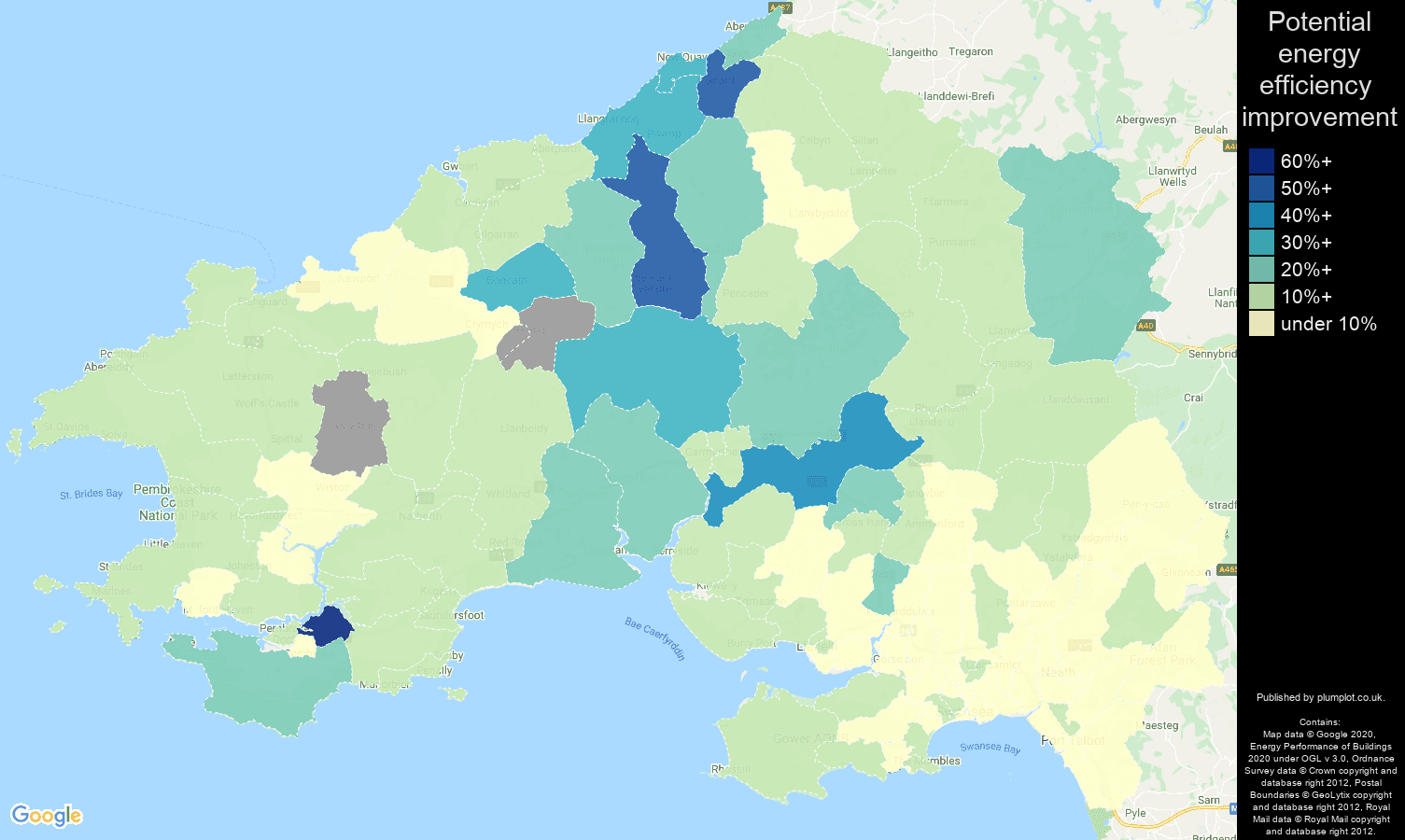 Swansea map of potential energy efficiency improvement of flats