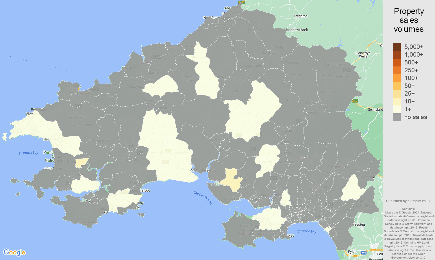 Swansea map of sales of new properties