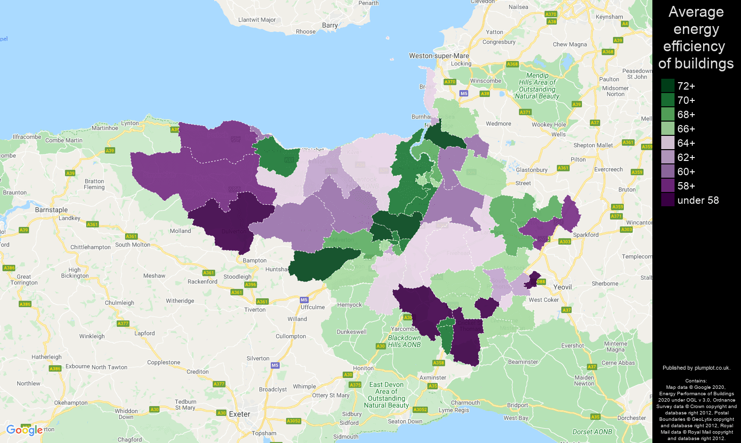 Taunton map of energy efficiency of flats