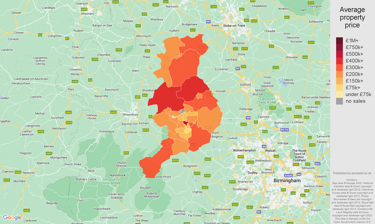 Telford house prices map