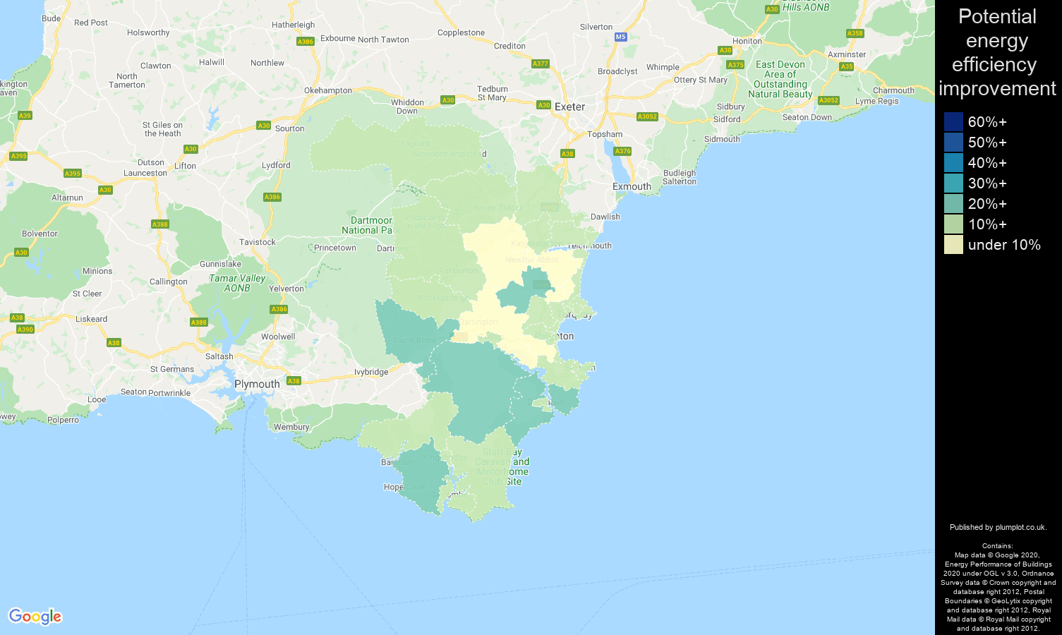 Torquay map of potential energy efficiency improvement of flats