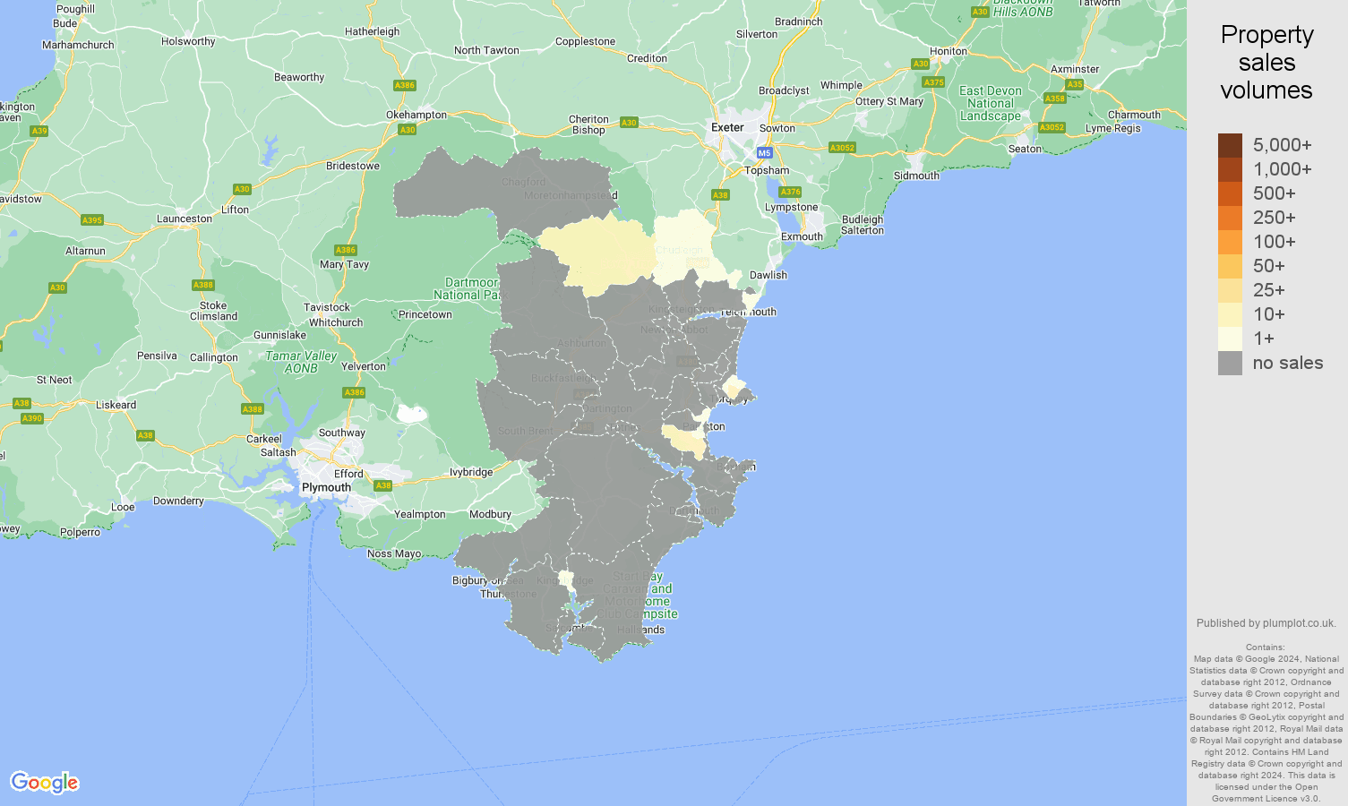 Torquay map of sales of new properties