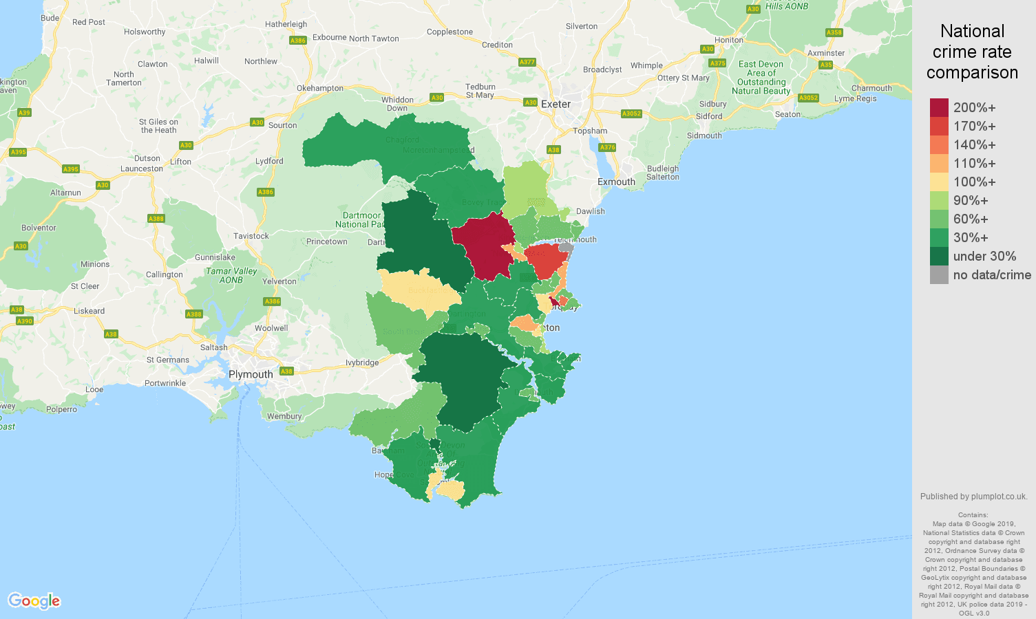 Torquay other crime rate comparison map