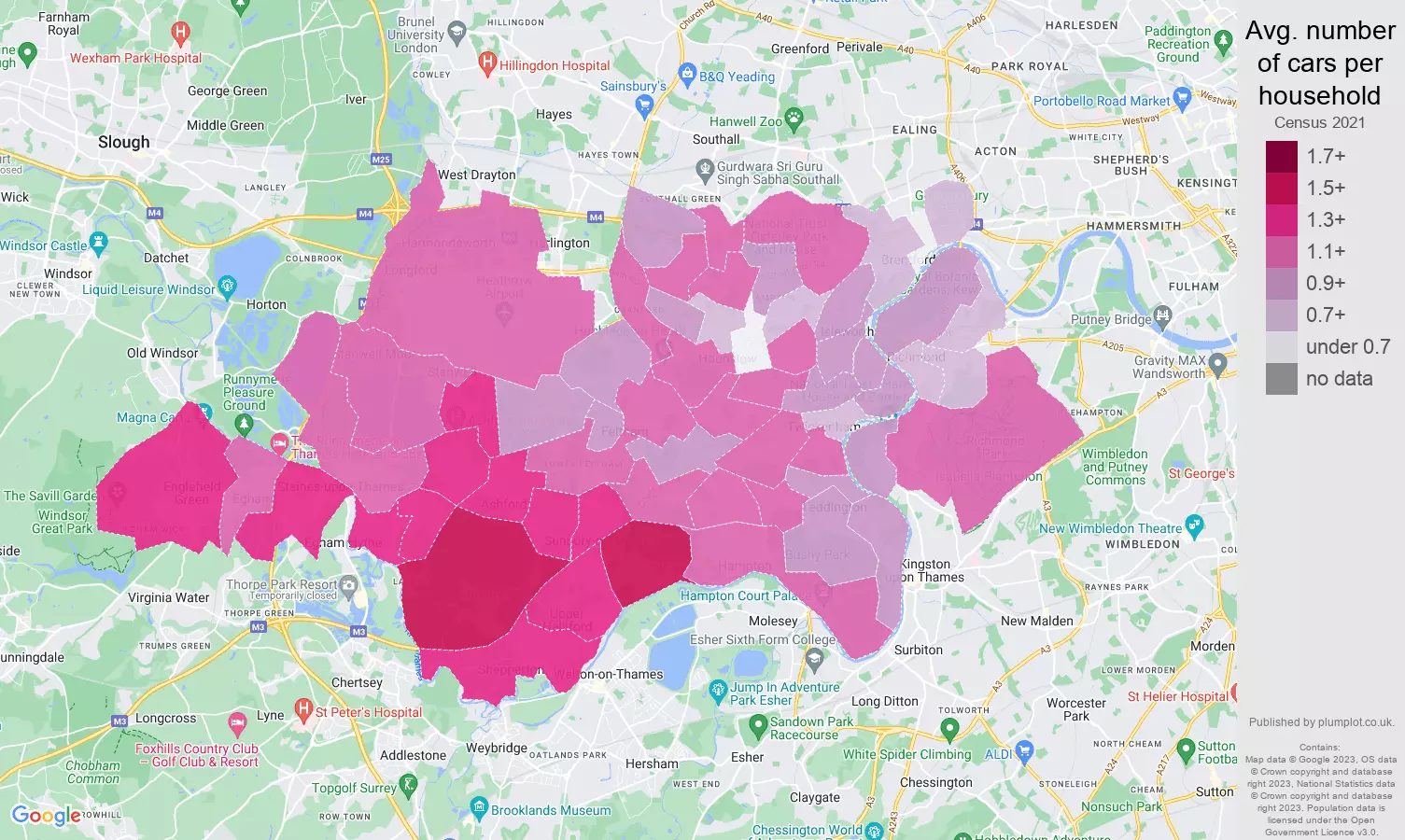 Twickenham cars per household map